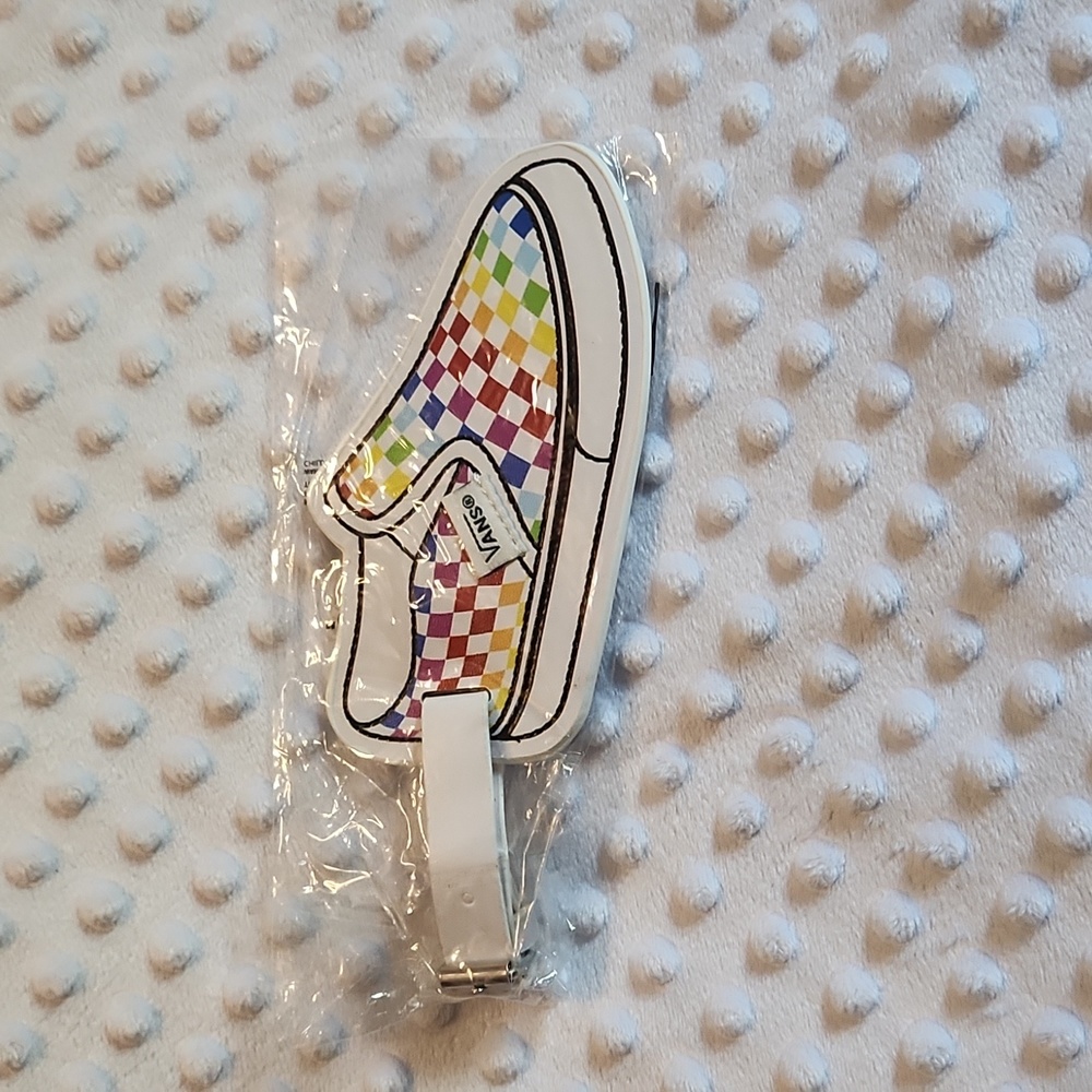 Vans Family rainbow slip on luggage tag